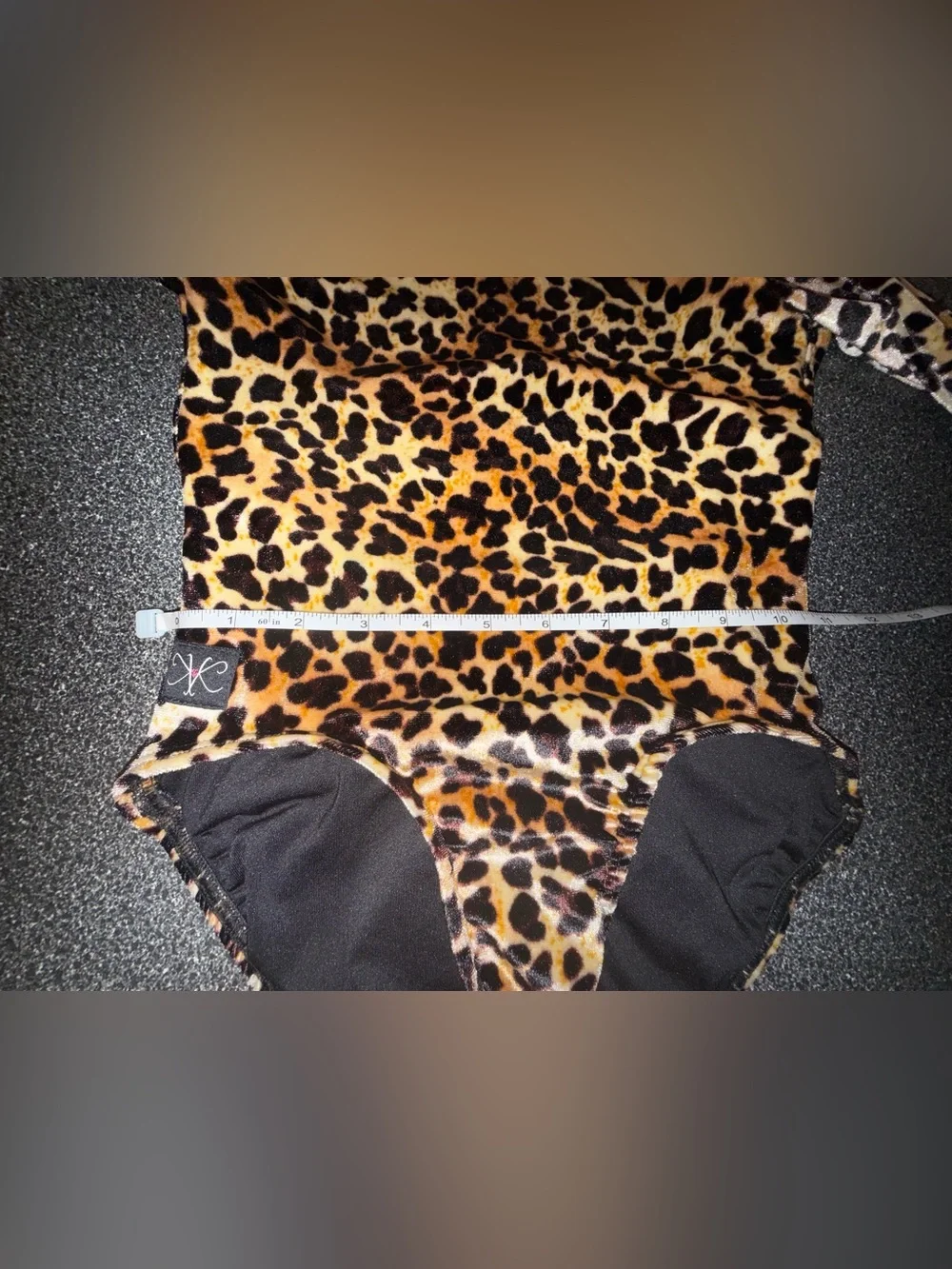Kandi Kouture Leopard Print Velvet Bodysuit/Leotard Size Child Large (7/8)